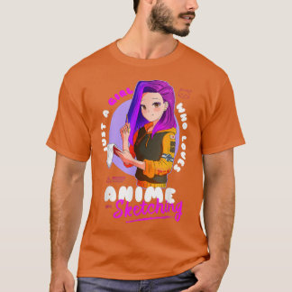 Gewoon meisje houdt van Anime Sketching Ramen Mang T-shirt