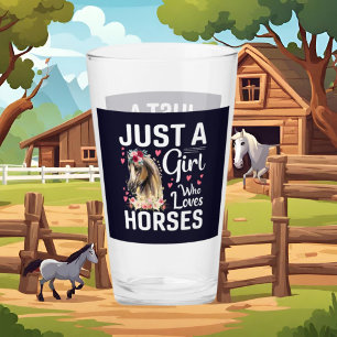 Gewoon meisje houdt van paarden glas