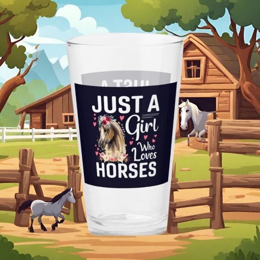 Gewoon meisje houdt van paarden glas