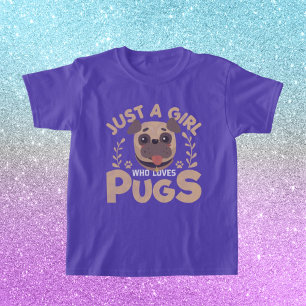 gewoon meisje houdt van pugs word art t-shirt