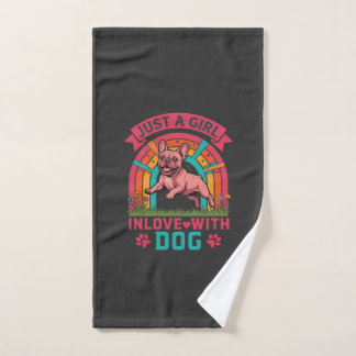 Gewoon meisje verliefd hond Franse Bulldog Regenbo Handdoek