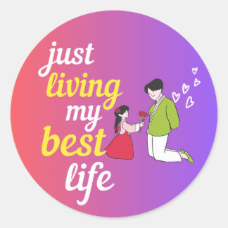 Gewoon mijn beste leven leiden Cute romantisch kop Ronde Sticker