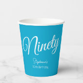 Gewoon modern script Aqua Blue 90e verjaardagsfees Papieren Bekers (Voorkant)