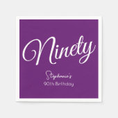Gewoon modern script herfst Paarse 90ste verjaarda Servet (Voorkant)