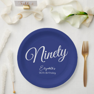 Gewoon modern script marineblauw 90ste verjaardags papieren bordje