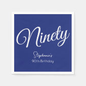 Gewoon modern script marineblauw 90ste verjaardags servet (Voorkant)