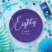 Gewoon modern script Paarse 80ste verjaardagsfeest Papieren Bordje (Feest)