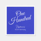 Gewoon modern script Royal Blue 100th Verjaardag Servet (Voorkant)