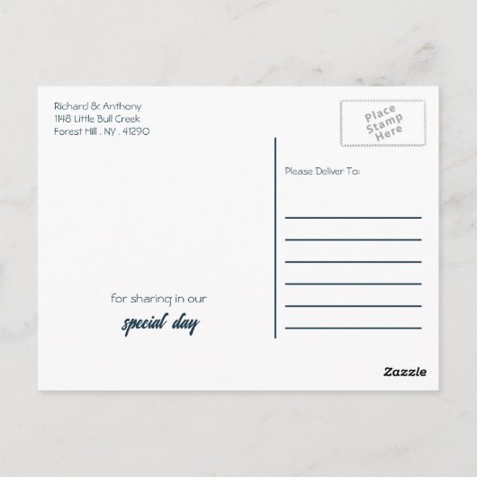 Gewoon modern, trendy bruiloft dank u briefkaart (Achterkant)