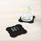 Gewoon Modern Zwart Rood Monogrammed Initialen Naa Kartonnen Onderzetters (Insitu)