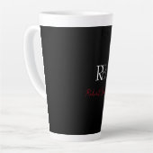 Gewoon Modern Zwart Rood Monogrammed Initialen Naa Latte Mok (Linkerhoek)