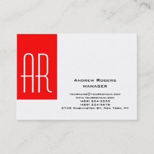 Gewoon mollig modern wit rood streep monogram visitekaartje