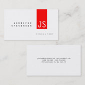 Gewoon Monogram Rood Stripe Chic Clean Visitekaart Visitekaartje (Voorkant / Achterkant)