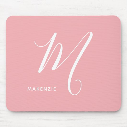 Gewoon monogram Script Letter M Pink Muismat (Voorkant)