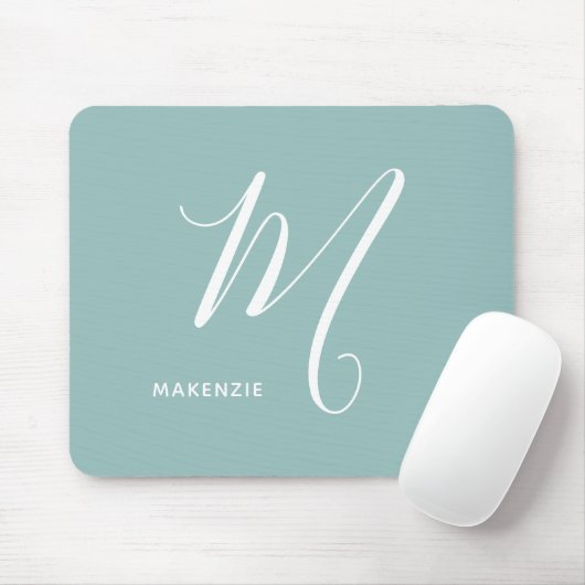 Gewoon monogram Script Letter M Zee Groen Muismat (Met muis)