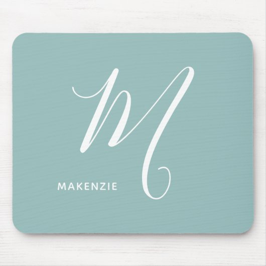 Gewoon monogram Script Letter M Zee Groen Muismat (Voorkant)