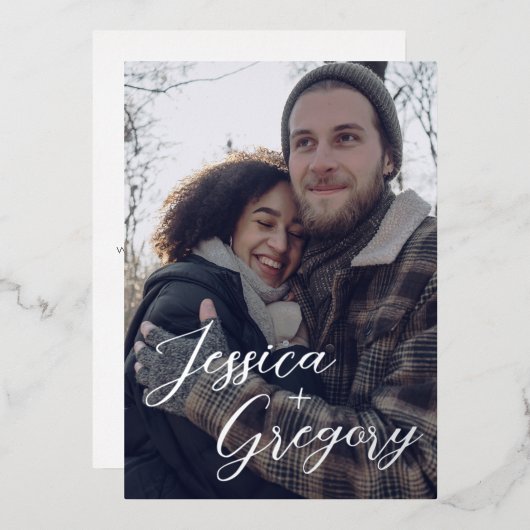 Gewoon namen Bewaar de datum Folie Uitnodiging (Voorkant / Achterkant)