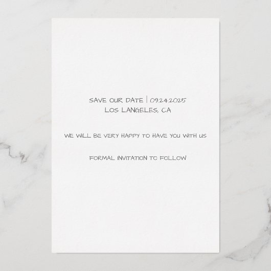 Gewoon namen Bewaar de datum Folie Uitnodiging (Achterkant)