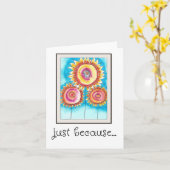 Gewoon omdat, unieke, Waterverf bloemenprint Kaart (Gele Bloem)