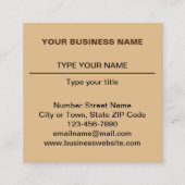 Gewoon ontwerp op de voorkant van licht bruin vierkante visitekaartje (Voorkant)