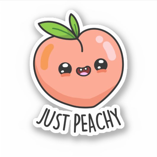 Gewoon Peachy Funny Peach Pun Sticker (Voorkant)