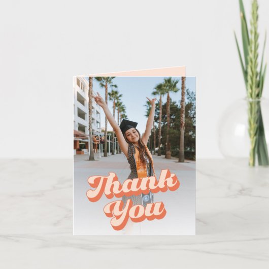 Gewoon Peachy Retro Afstuderen Bedankkaart (Voorkant)