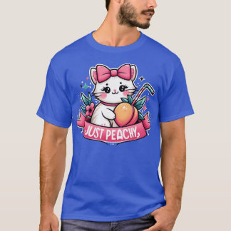 Gewoon Peachy Retro Kat Perziken Zomer Fruit T-shirt