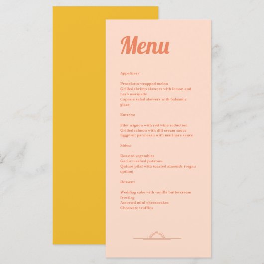 Gewoon Peachy Wedding Menu (Voorkant / Achterkant)