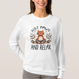 Gewoon poten en ontspannen yoga kat t-shirt