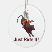 Gewoon Ride it Cowboy en Bull Keramisch Ornament (Links)