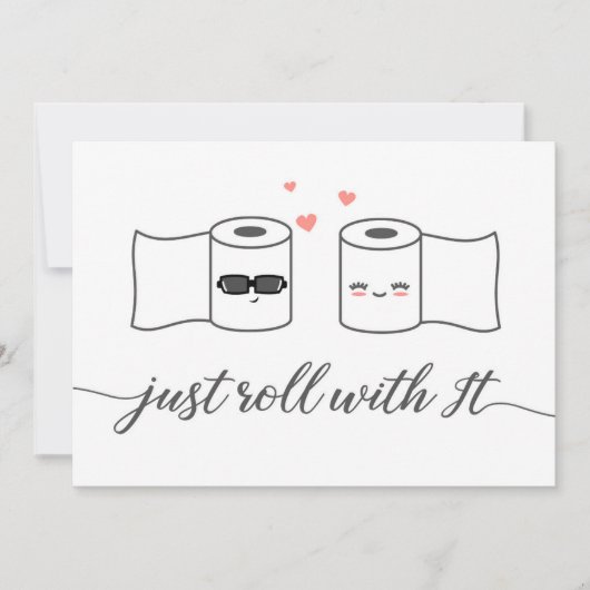 Gewoon rollen met het uitgestelde bruiloft aankond kaart (Voorkant)