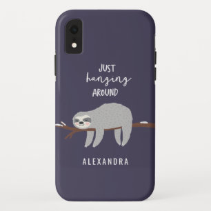 Gewoon rondhangen leuke lichte cartoon luiaard iPhone XR hoesje