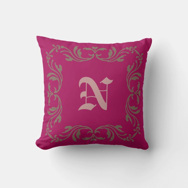 Gewoon roodkleurig.  flormonogram kussen (Voorkant)