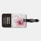 Gewoon roze | Waterverf Floral Bagagelabel (Achterkant horizontaal)