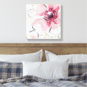Gewoon roze | Waterverf Floral Canvas Afdruk (Insitu (Slaapkamer))