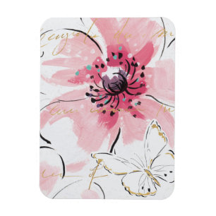 Gewoon roze   Waterverf Floral Magneet