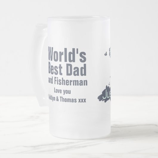 Gewoon 's werelds beste vader en visser glas matglas bierpul (Voorkant links)
