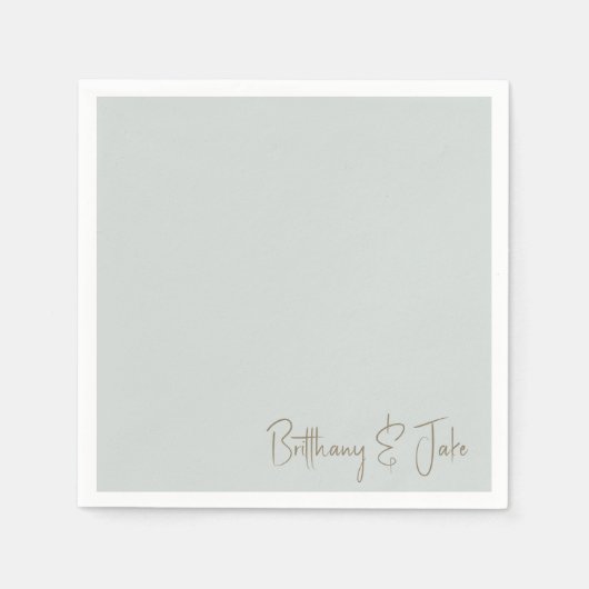 Gewoon Sage Gold Script bruiloft cocktail Servet (Voorkant)