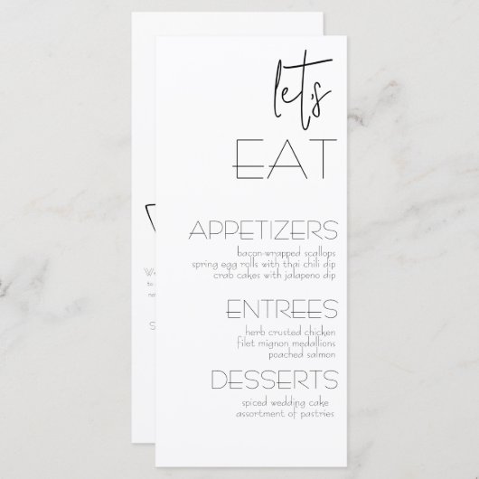 Gewoon schilderachtige bruiloft menu & dank u kaar (Voorkant / Achterkant)