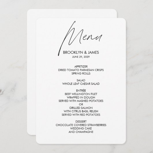 Gewoon Script Weddenschap Wit menu (Voorkant / Achterkant)