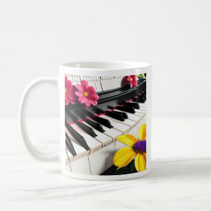 Gewoon Spelen Piano en Kleurrijke Bloemen Koffiemok