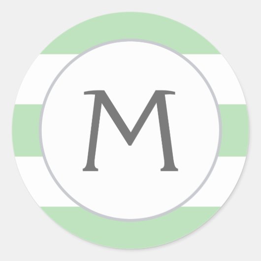 Gewoon strepen Monogram Stickers / Mint (Voorkant)