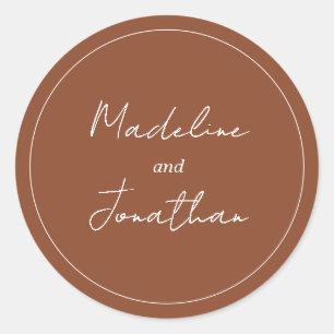 Gewoon Terracotta Handgeschreven Script Typografie Ronde Sticker