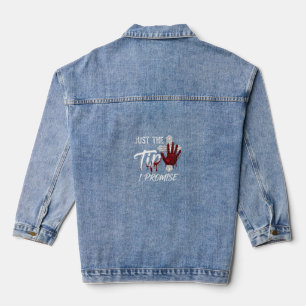 Gewoon Tip Belofte Halloween Bloederige Handkruis Denim Jacket