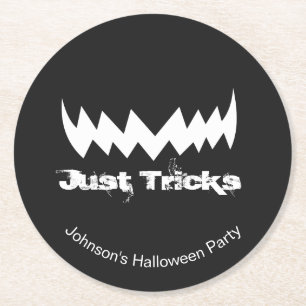 Gewoon Tricks Evil Smile Halloween Ronde Kartonnen Onderzetter