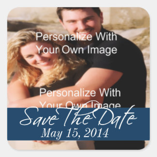 Gewoon verbluffend diep marine bewaar de datumzege vierkante sticker