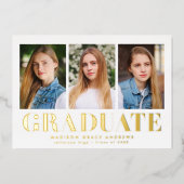 Gewoon vet 3 foto Folie Afstuderen aankondiging (Voorkant)