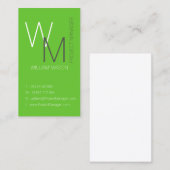 Gewoon Visitekaartje en eenvoudig groen monogram (Voorkant / Achterkant)