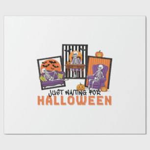 Gewoon wachten op Halloween herfststemming Cadeaupapier