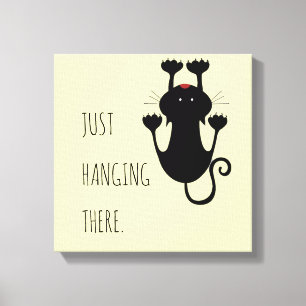 Gewoon wat cartoon van een zwarte kat. canvas afdruk